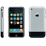 Picture of iPhone, touchscreen mobile phone with an iPod, camera and Web-browsing capabilities, among other features