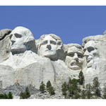 Picture of Mount Rushmore, The sculpture features the 60-foot (18 m) heads of 4 Presidents