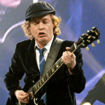 Picture of Angus Young,  Schoolboy-clad guitarist for AC/DC