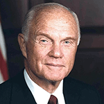 Picture of John Glenn,  First American to orbit earth, the third American in Space