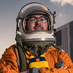 Picture of Tim Dodd, You Tuber, covers space related activities, he has interviews with Elon Musk.